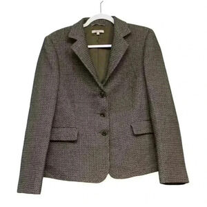 Santorelli Blazer Size 8 Woven Textured Made in Italy Wool Career Classic Tweed